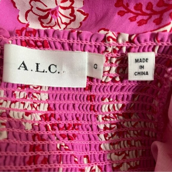 A.L.C.Marissa Pink Floral Print Midi Dress Women Size 0 - Picture 7 of 13